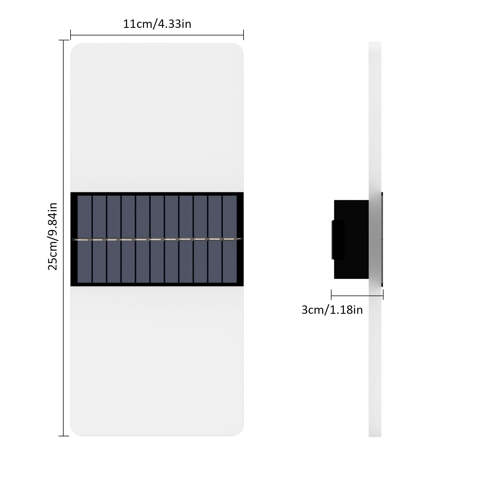 Coinmit 2 pezzi LED Solar Applique, Lampada da parete senza fili 3000K, Applique da parete a batteria IP44, Lampada da parete per esterni in acrilico per patio, balcone