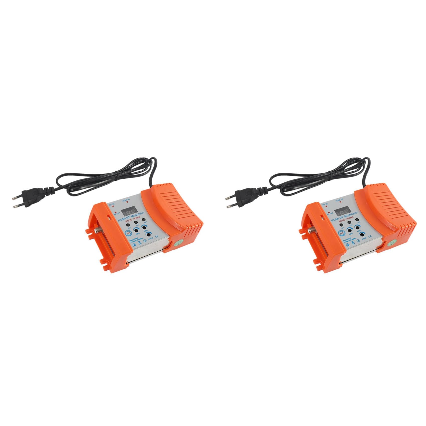 2X Modulador HDM68 Digital Modulador Convertidor AV una VHF UHF PAL/NTSC Modulador PortáTil Estándar Enchufe de la UE