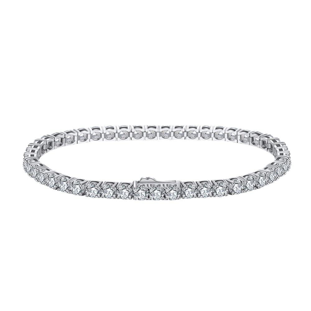 OZEO Armband Damen,S925 Sterling Silber Tennis Armband 3Mm Micro-Set Zirkon Charm Diamant X-Link Armbänder Exquisites Freundschaftsarmband Schmuck Für Damen Männer Geschenk, 7 Zoll