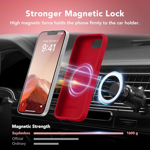 Image of Magnetic for iPhone 17e /iPhone 16e Case, Compatible with MagSafe, [Soft Anti-Scratch Microfiber Lining] Slim Silicone Shockproof Protective Phone Case for iPhone 17e /16e 6.1 inch, Deep Red