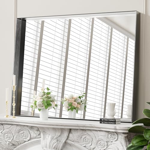 Image of Koonmi Bathroom Wall Mirror, 40x30 Black Mirror for Over Sink