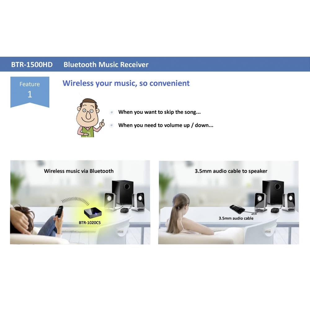 Récepteur de musique Bluetooth® Renkforce Version Bluetooth: 5.0 20 m technologie AptX