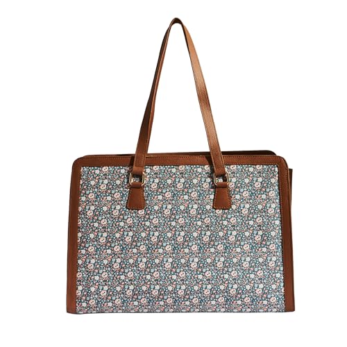 TEAL-BY-CHUMBAK-Womens-Office-Tote-Bag-Stylish-Tote-for-135-inch-Laptop-Professional-Printed-Canvas-Tote-Bag