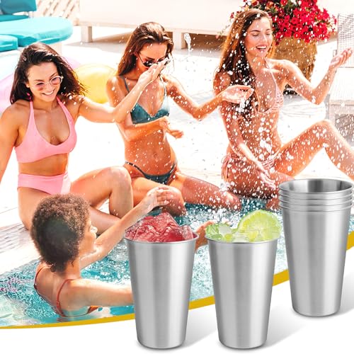 Supkiir 6 Pack Stainless Steel Cups 500 ml, 16 oz Metal Drinking Tumbler Stackable Beer Pint Cups Unbreakable Drinking Glasses for Home, Ofiice, Travel and Camping by Supkiir - Image 7