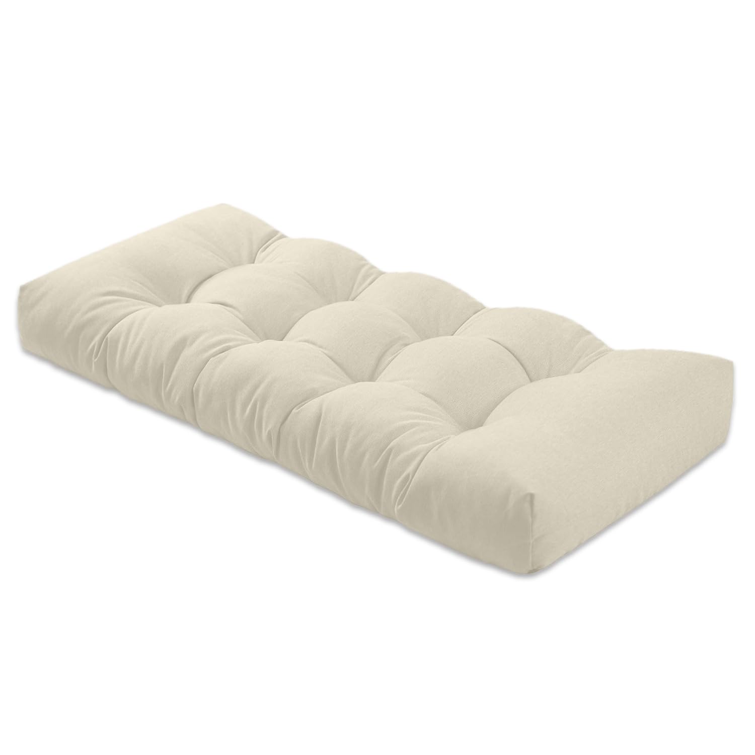 Bench Cushion 45 inches,Indoor/Outdoor Non-Slip Tufted Cushions, Premium Waterproof Linen, Soft Piano Sofa Cushions, Entryway Storage, Bay Window, High-Density Memory Foam(Light Beige-45x18x4in)
