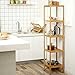 SONGMICS Bamboo Storage Shelf, 5-Tier Shelving Unit, Multifunctional, in the Entryway, Bathroom, Living Room, Balcony, Kitchen, 13 x 13 x 57.5 Inches, Light Bamboo UBCB55Y