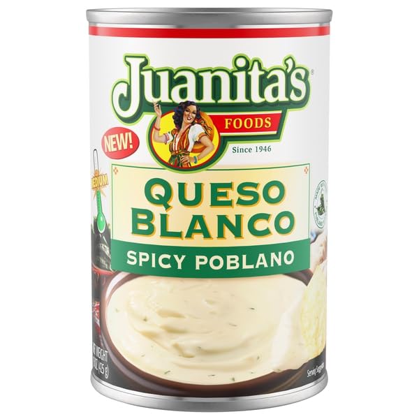 Juanita's Foods, Queso Blanco Spicy Poblano Medium, 15 Ounce