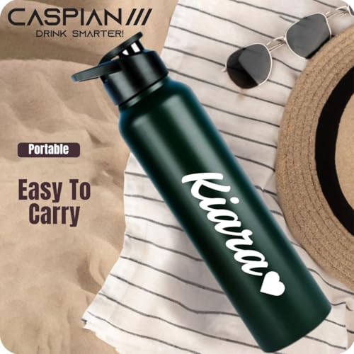 Image of CASPIAN / / / Hike Stainless Steel Customize Sipper Water Bottle (CUS-Forest Green 1 Litre, Set of 1)| Leak Proof Thunder for Fridge Home Office Travel School Kids Boys Girls Adults Sports Gym Yoga