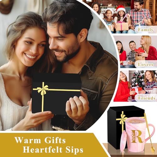 Personalized Ceramic Coffee Mug with Lid Tea Cup Happy Birthday Christmas Xmas Day Holiday Gift for Female Boss Teacher Aunt Big Small Sister in Law Mother Stepmother Wedding Groom Bride Officiant,R - Image 5