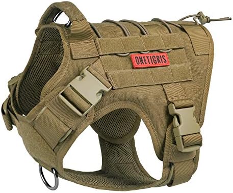 OneTigris Tactical Dog Harness - Fire Watcher Comfortable Patrol Vest (Coyote Brown, Large)