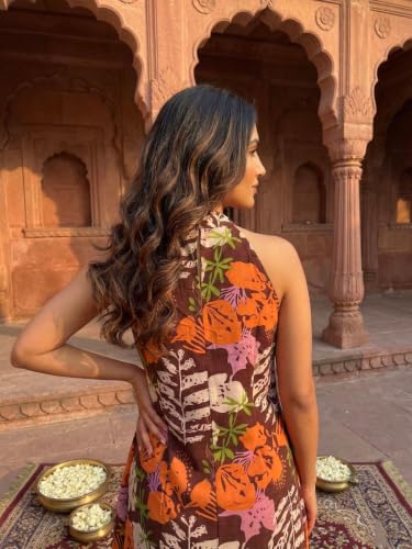 Image of OOMPH! Women's Hulter Neck Kurta & Bottom Set | Straight Kurta Outfits | Ethnic Set | Kurti Set for Woman