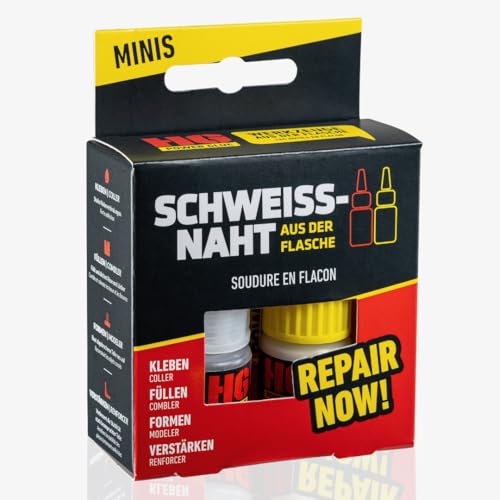 HG POWER GLUE MINIs super glue extra forte - colle pour plastique caoutchouc pierre céramique verre bois - résistant à l'eau, à la chaleur et à séchage rapide 1x5g colle + 1x10g granulés