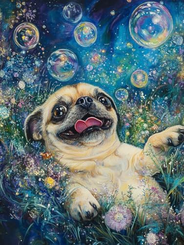 Funny Pug Dog Paint by Numbers Kit for Adults Beginner 12x16 inch Acrylic Oil Painting by Numbers Kits with PaintBrushes Art Crafts Canvas for Home Decor 1046 image 5