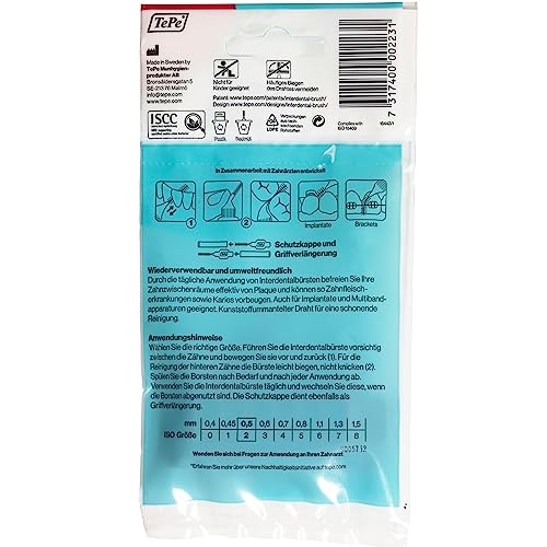 TePe Interdentalbürste, Original, Rot, 0,5 mm/ISO 2, 8 Stk., Plaque-Entfernung, effiziente Reinigung der Zahnzwischenräume, für kleine Lücken