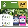 61XL Cartucho de tinta de repuesto para HP 61 para HP 61, paquete combinado de cartuchos de tinta para HP Envy 4500 5530 4501 4502 DeskJet 1000 1010 1510 2050 2510 2540 OfficeJet 2620 4630 (1 tricolor, 1 Negro