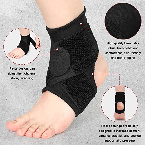 Image of Honoson 2 Pcs Ankle Brace Kid Ankle Support Youth Neoprene Lace up Compression Sleeve Foot Brace Stabilizer with Adjustable Strap for Sport Sprained Plantar Fasciitis Achilles Tendonitis(Black,S)