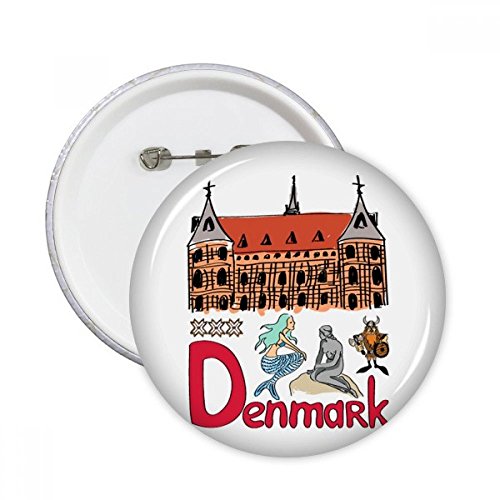 Badge rond Danemark XL épinglette touristique souvenir pour vêtements