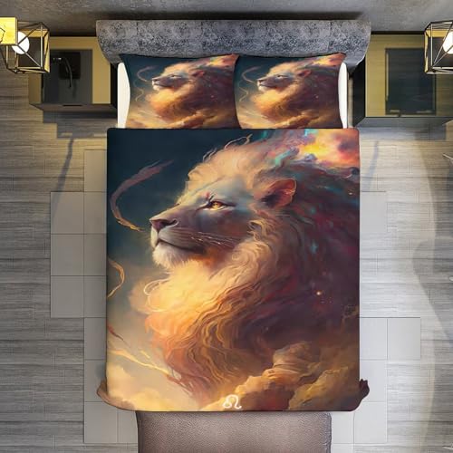 Ensemble linge de lit microfibre avec housse de couette imprimé lion 3D