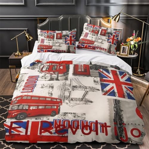 Housse de couette cabines téléphoniques 3D en microfibre douce avec fermeture éclair solide