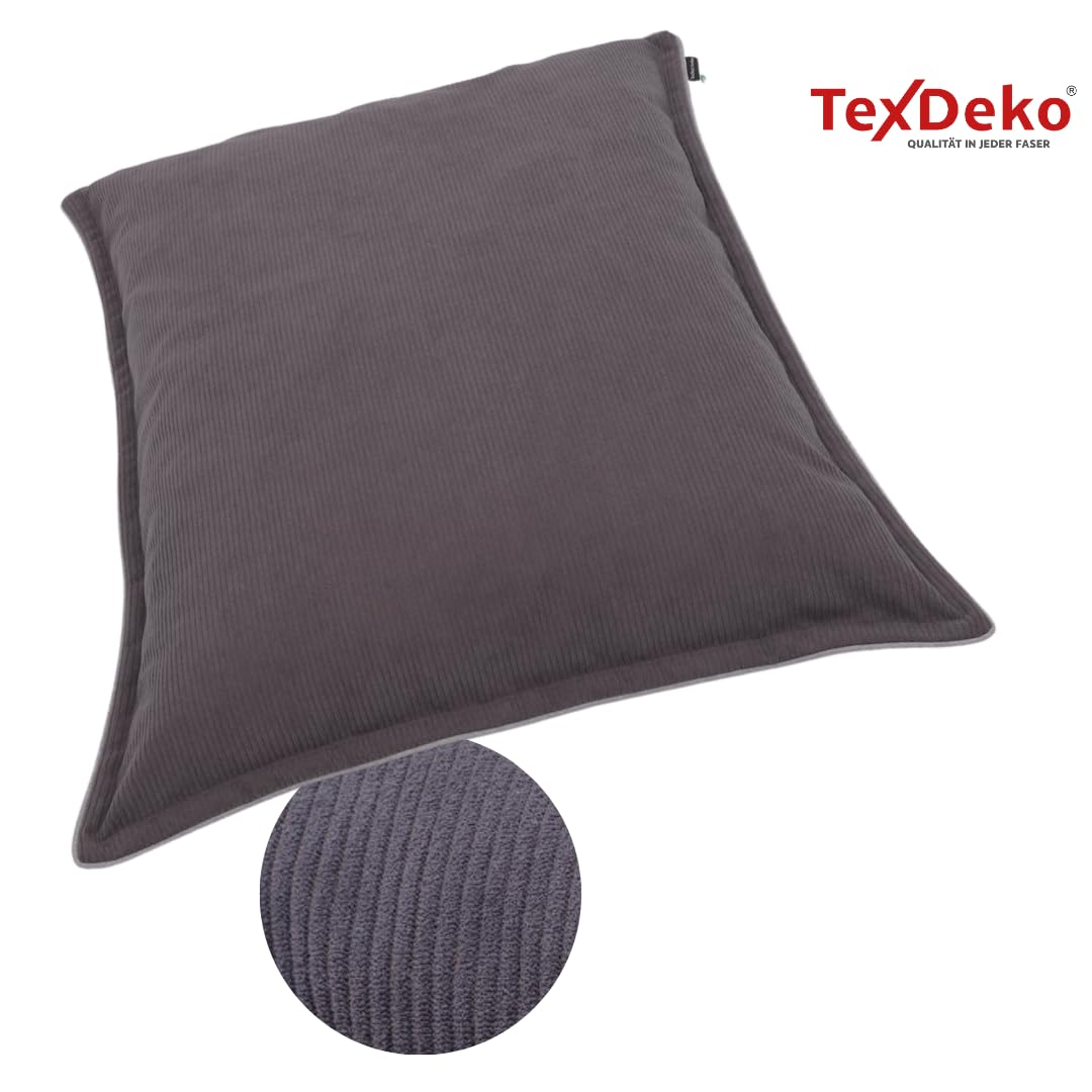 TexDeko® Cord Palettenkissen 120x80x18 cm 2-TLG Set, Anthrazit | Weicher Cordstoff, wasserabweisend, UV-beständig, waschbarer Bezug, Indoor & Outdoor Palettenpolster, 320 g/m² Stoffgewicht