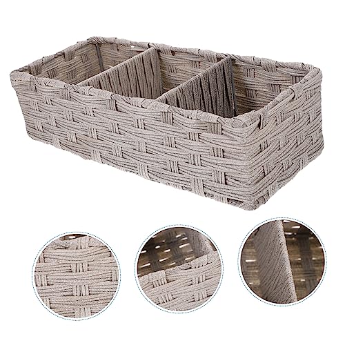 Panier de rangement en jonc de mer pour éliminer le désordre avec 3 compartiments - 3