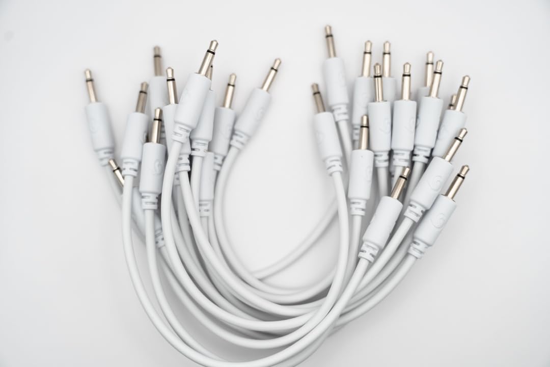 15 Eurorack Patchkabel 9cm - TS 3,5mm Mono - Einzeln Getestet - Weiß