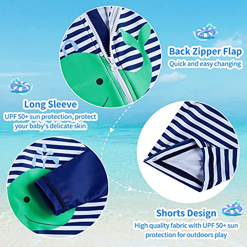 Adukide Baby Boy Whale Swimsuit Size 12-18 Months Rash Guard One Piece Bathing Suit Sun Protection Sunsuit With Sun Hat #TOP7