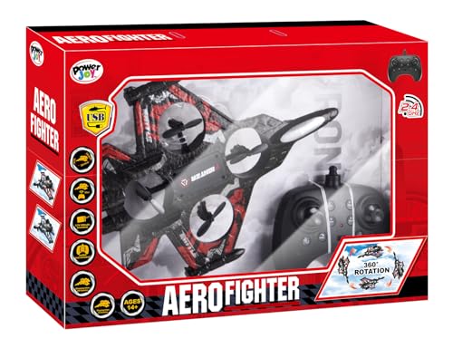 Power Joy RC Aero Fighter 4Channel 2.4G, Drone Designe, Indoor-Outdoor Fun, Toy Vehicles, Gift for RC Enthusiast, 14 Years+