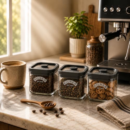 Image of Kilner Fresh Storage 500ml Airtight Glass Container Durable Vacuum Seal Lid | BPA-Free Jar for Food Storage, Nuts, Dried Fruit, Snacks, Pantry Organisation