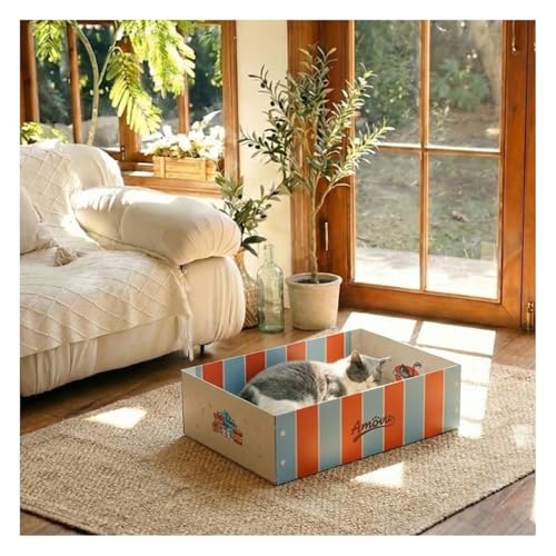 Cardboard Cat Scratcher Box & Bed Heavy Duty Cat Scratch Pad for Indoor Cats White Wood-Pulp Cat Scratching Board with Durable Cardboard cat Box Low-Mess Cat Lounge House (Scratcher Box)
