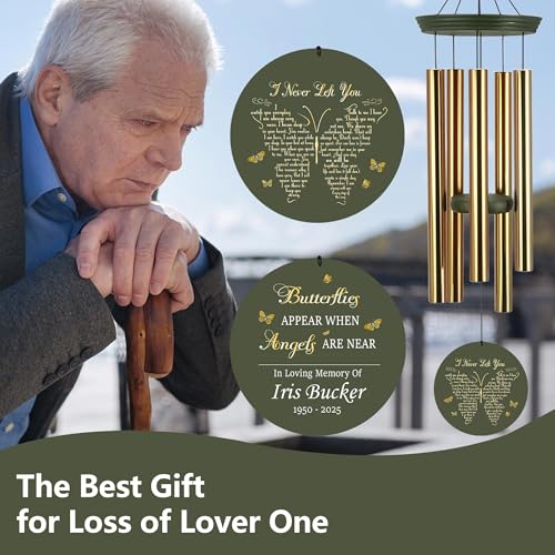 Image of ASTARIN Memorial Wind Chimes Personalized, Bereavement Gift Ideas for Sympathy Loss of Lover Mother Father, 36 inch Deep Tone Wind Chimes Patio Decoration, in Memory of Loved One Gift(Made in Texas)
