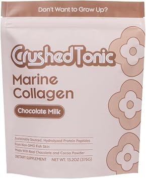 Crushed Tonic Korean Beauty Collagen Powder | Hydrolyzed Marine Collagen Peptides for Skin, Hair & Nails | K-Beauty Drink | Gluten-Free, Halal & Kosher Chocolate Milk, 30 Servings 150 g, Pouch