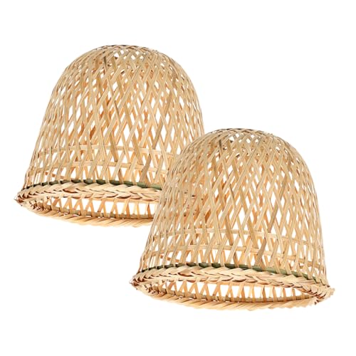 VILLCASE 2 Piezas Cubierta de lámpara de mesa de bambú Casa de Campo luz tejida lampara colgante lamparas colgantes pantalla de lámpara de pantalla de lámpara doméstica