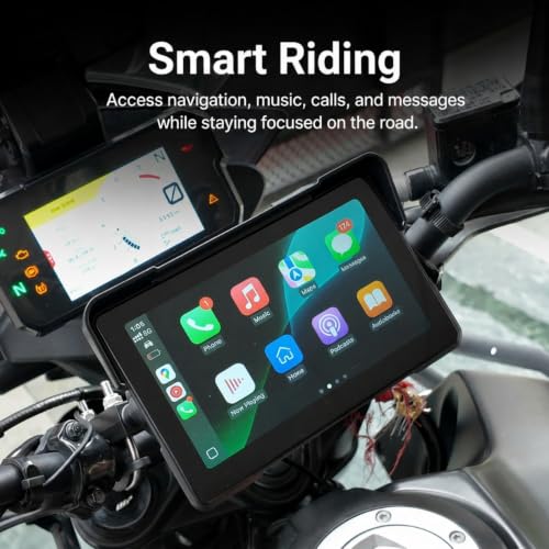 Image of C7 Motorcycle Carplay, 7-inch HD Touchscreen | IP67 Waterproof, Dual Bluetooth, Smartphone Mirroring
