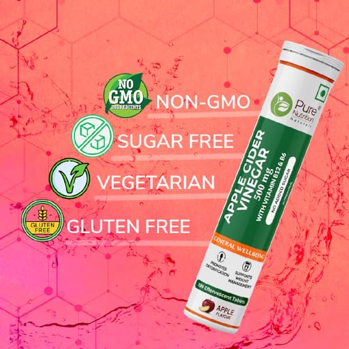 Image of Pure Nutrition ACV 60 Effervescent Tabs (15 x 4) for Weight Management & Gut Health | Apple Cider Vinegar with Mother, Vitamin B12 & Garcinia Cambogia To enhance metabolic function & Easy Digestion