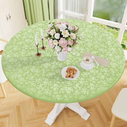 Image of Smiry Waterproof Heavy Duty Vinyl Fitted Tablecloth for 36 inch-44 inch Round Table