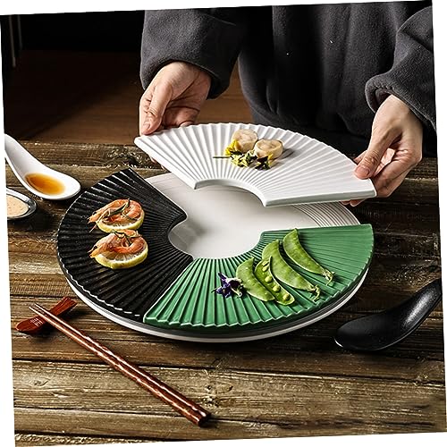 Plato japonés de cerámica para sushi estilo abanico miniatura 6