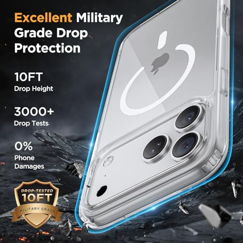 Image of Miracase Magnetic for iPhone 17 Pro Case 6.3 inch with Screen Protector, [Compatible with MagSafe] Military-Grade Protection, Anti-Fingerprint, Slim Thin Phone Case for 17 Pro Cover, Clear