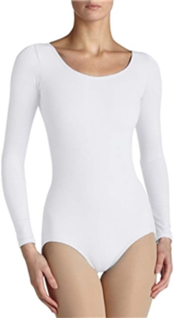 ZEE FASHIONBodysuits Ladies Roundneck Long-Sleeve Stretch Quality Leotard (X-Large UK-16, White)