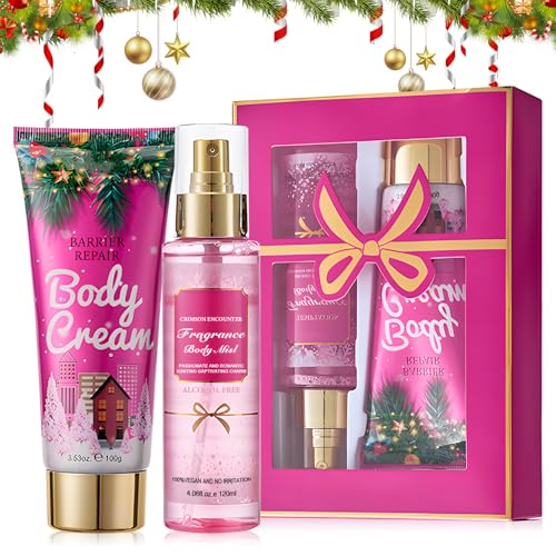 Regalos Para Navidad Mujer, Pack Regalo Mujer Navidad Cremas Perfumadas y Bruma Corporal, Set Mujers Regalo, Suave y Agradable, Fragancia Duradera, Hidratante y Calmante, 2 Piezas