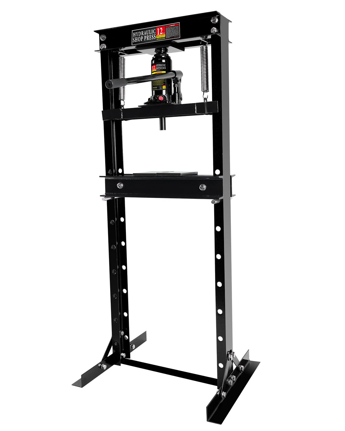 Hydraulic Press, 12 Ton H-Frame Garage Floor Adjustable Shop Press With Stamping Plates To Bend, Straighten, Or Press Parts, Install Bearings &amp; U-Joints