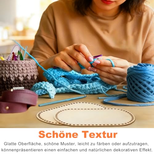 Lunyloer 12 Stück Korbboden Zum Häkeln, Holzboden für HäkelnKorb, Gehäkelter Taschenboden, Gehäkelter Korbboden für DIY Handtasche Korb Webbedarf Kunsthandwerk(Ovaler/Rund)