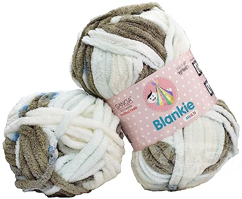 Image of GANGA Knitting Yarn Thick Chunky Wool, Blankie White Mouse 400 GMS Best Used with Knitting Needles-NE Art-AAEG