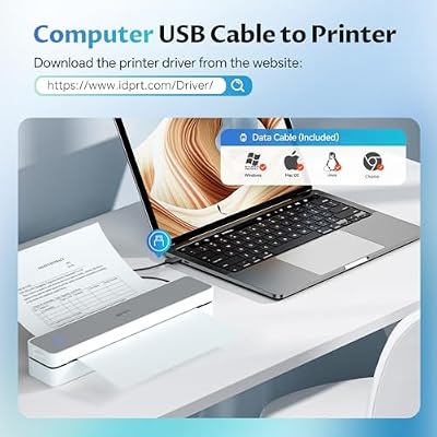 iDPRT Portable Thermal Printer for Home Use,Wireless Bluetooth Inkless Printer for Travel Support 8.5 X 11 US Letter& A4&A5 Thermal Paper, Compatible with Android and iOS Phone&Laptop