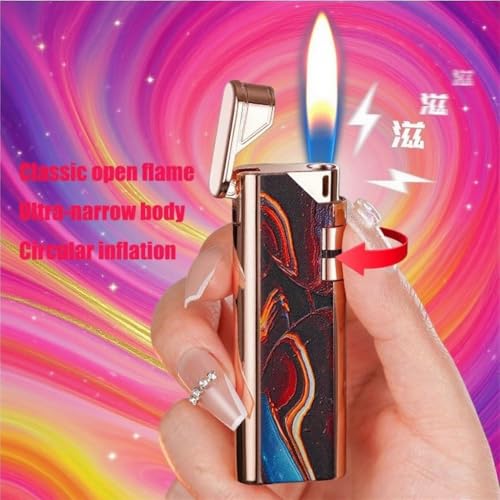 Encendedor metálico compacto de gas butano, llama suave miniatura 2