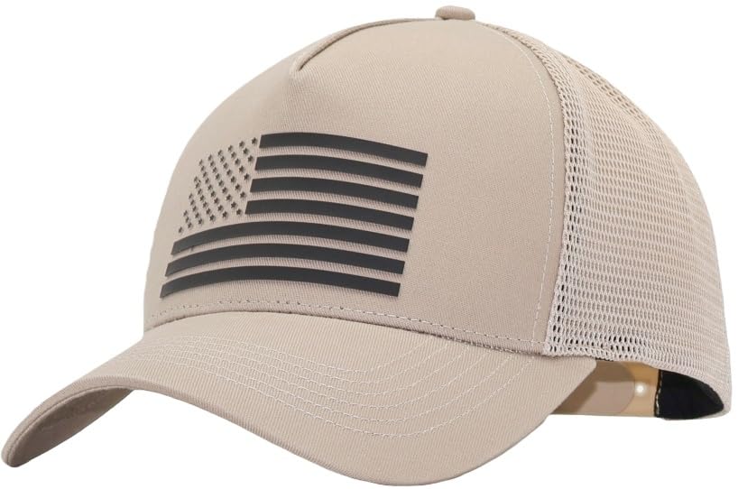 Image of USA Flag Snapback Hat Fits One Size&XXL /3XL - Mens Mesh Trucker Ball Hats - US 250th Anniversary Veterans Memorial Day Gifts