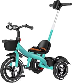 1.5-5 Years Old Toddler Stroller Buggies with Canopy,Reversible seat with guardrail and Belt,Kids trikes with Parent Handle,Child Tricycle Titanium Wheel,Rear Wheel with Double Brakes, Blue-no canopy