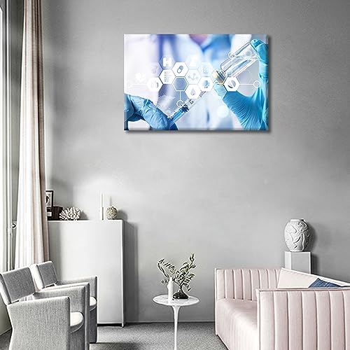 Image of TUMOVO 1 Pieces Young Scientist Poster Canvas Wall Art Medical Pictures Wall Decor for Bedroom Clinical Laboratory Artwork Wall Art Framed Ready to Hang (16 inch Wx24 H)