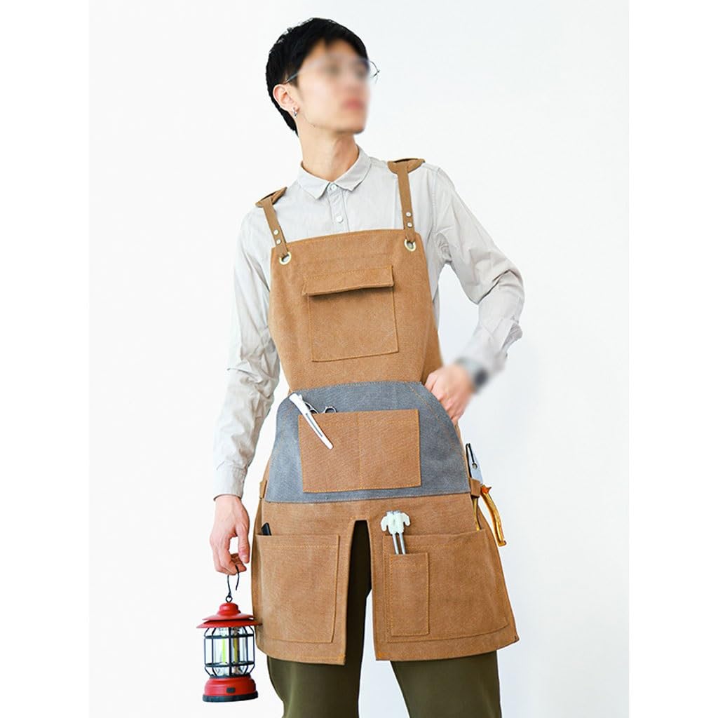 TEESONG Delantal de Chef Delantal de Lona Americano for Exteriores, Ropa de Trabajo Retro Gruesa for Jardinero, Carpintero, artesanía, for Hombres y Mujeres Delantales para Hombres(A)