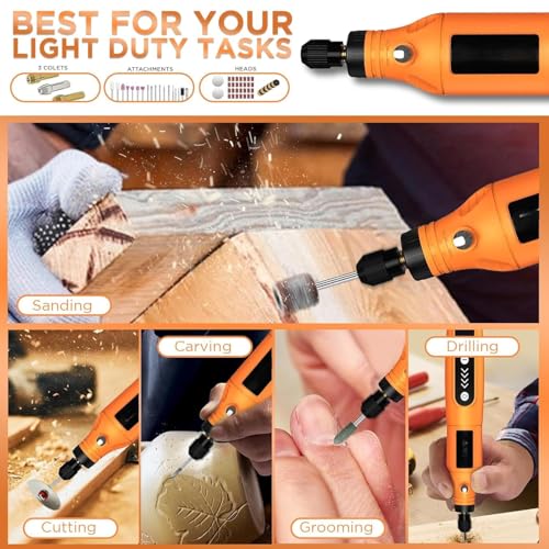 Image of Premium 55pcs Heavy Duty Mini Drill Machine with 5 Speeds - 2000 MAh Battery, Front LED Lights, Full Kit for Home Use, Drilling, Carving, Engraving, Sanding & Polishing